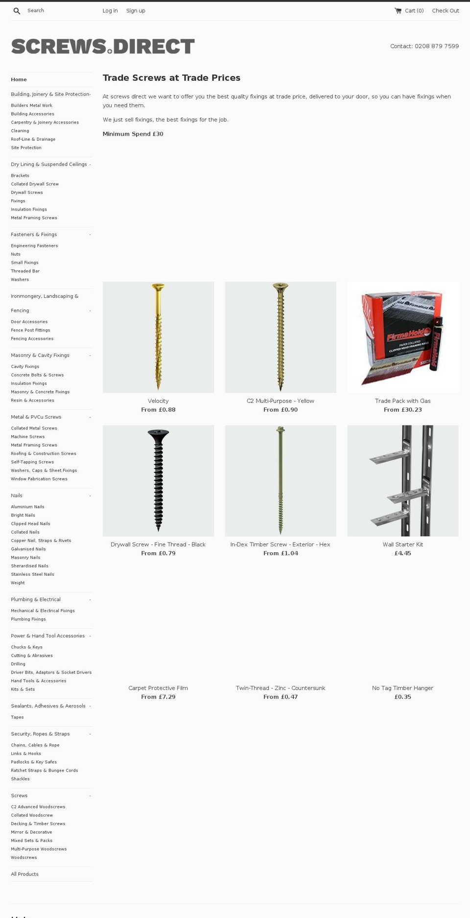 screws.direct shopify website screenshot