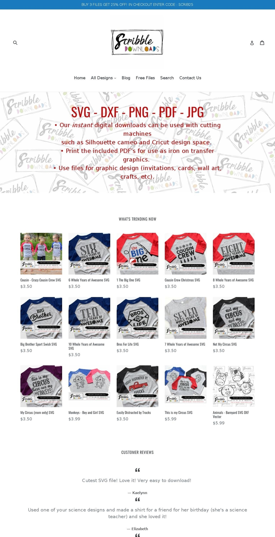 scribbledownloads.com — Shopify storefront screenshot