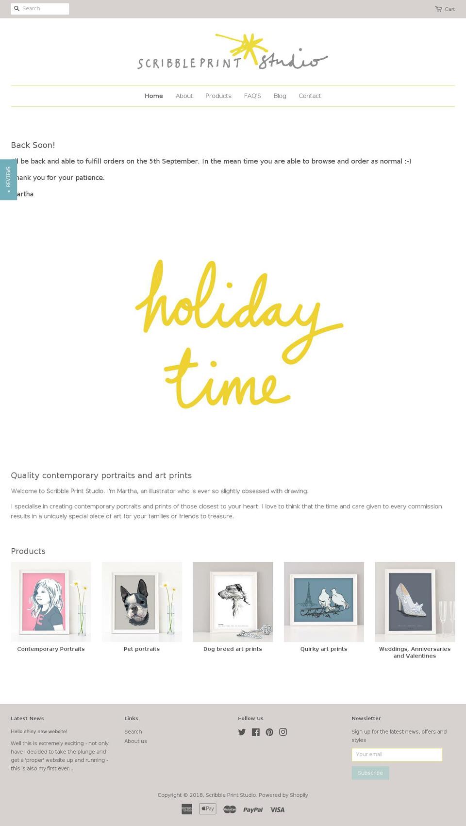 scribbleprintstudio.com — Shopify storefront screenshot