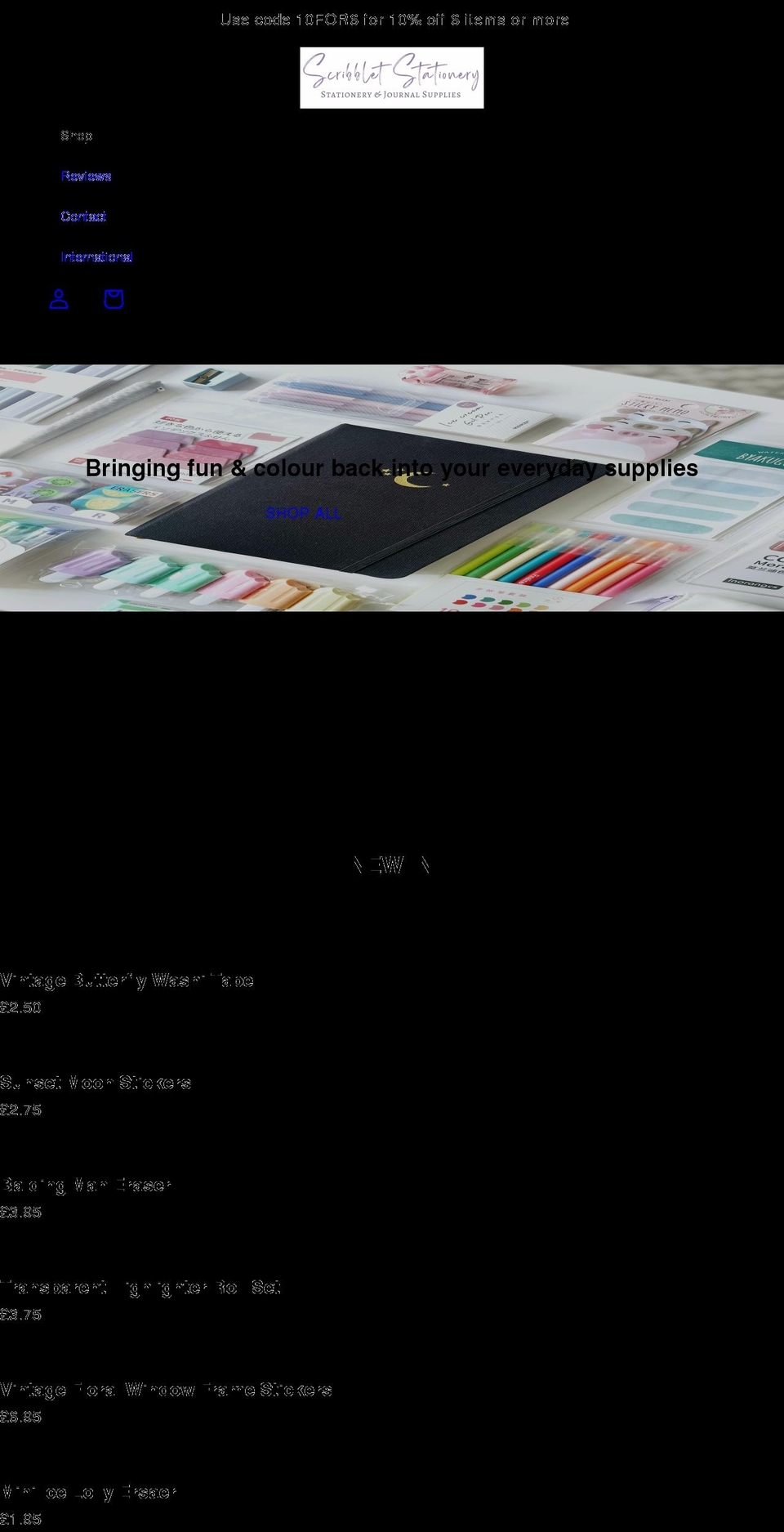 scribbletstationery.co.uk shopify website screenshot