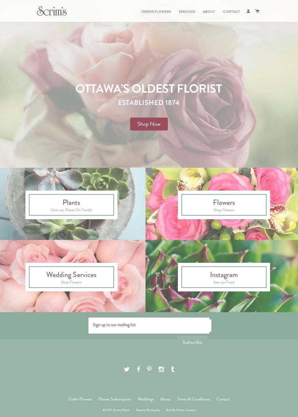 scrimsflorist.com shopify website screenshot