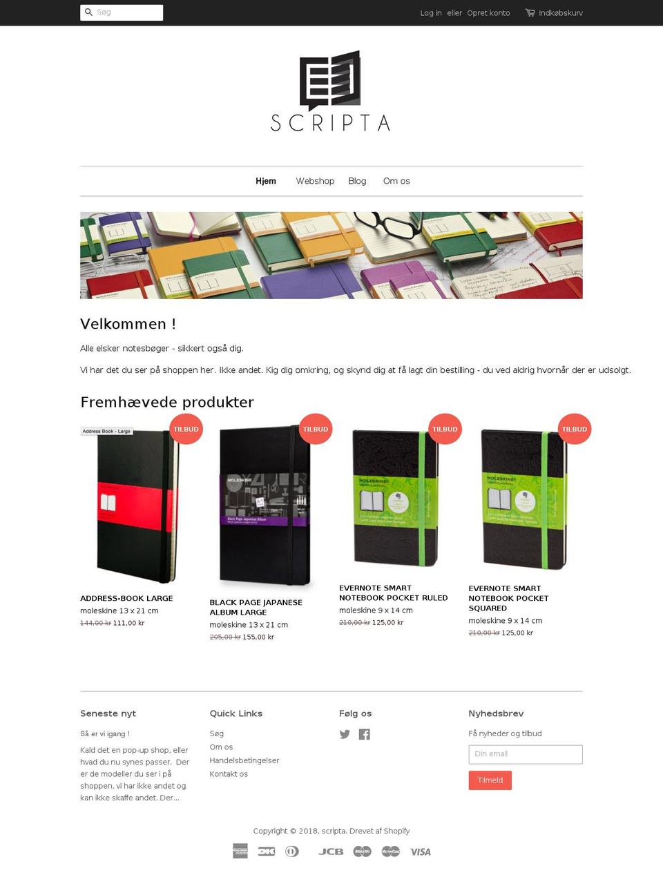 scripta.dk shopify website screenshot