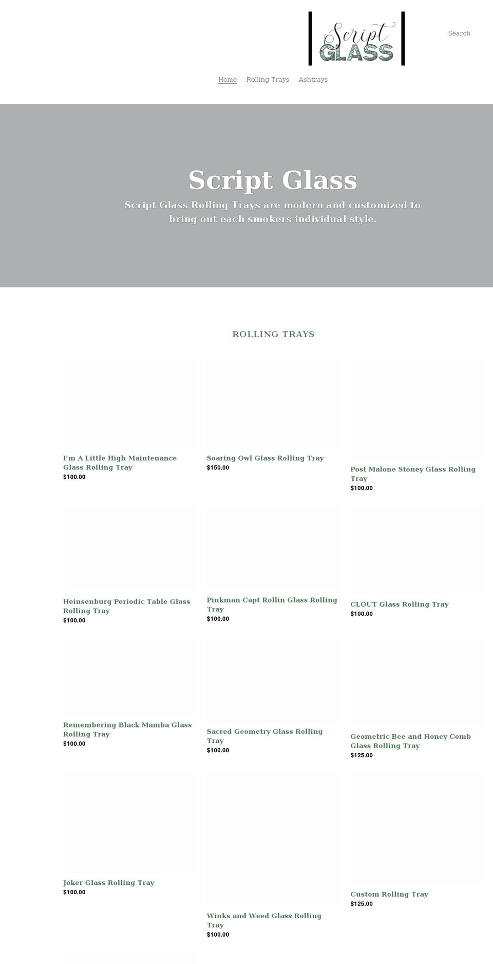 scriptglass.com shopify website screenshot