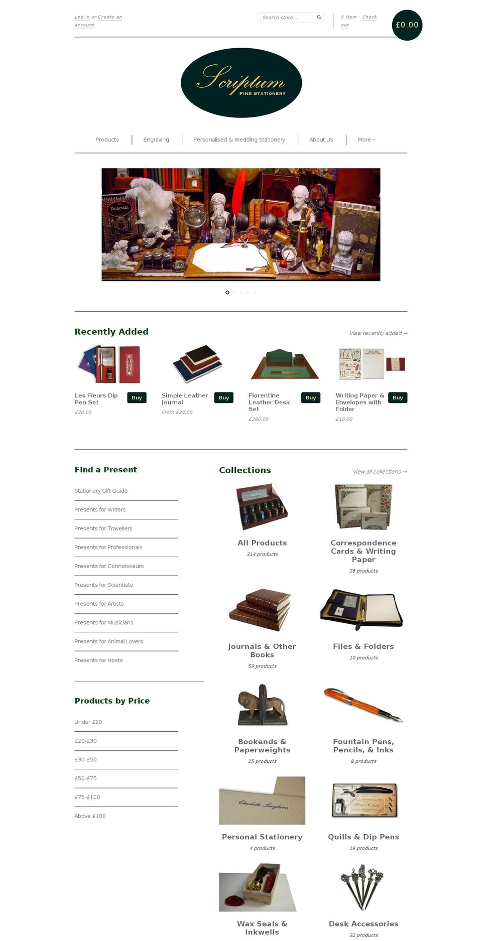 new standard Shopify theme site example scriptum.co.uk