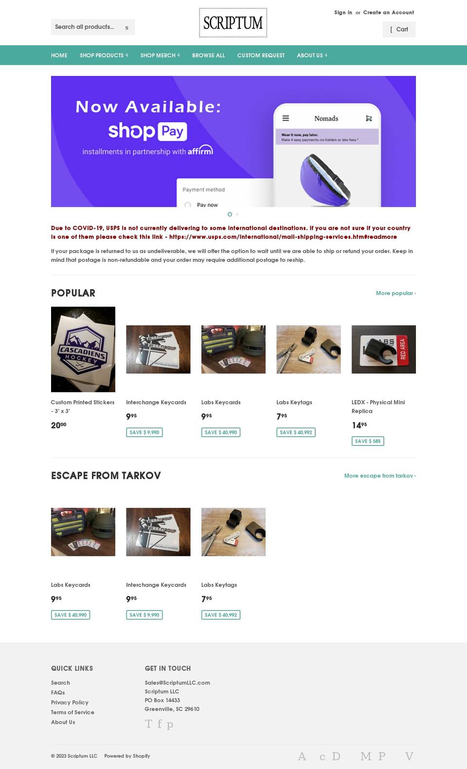 scriptumllc.com shopify website screenshot