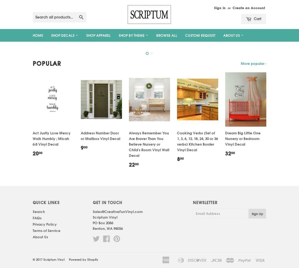 scriptumvinyl.com shopify website screenshot