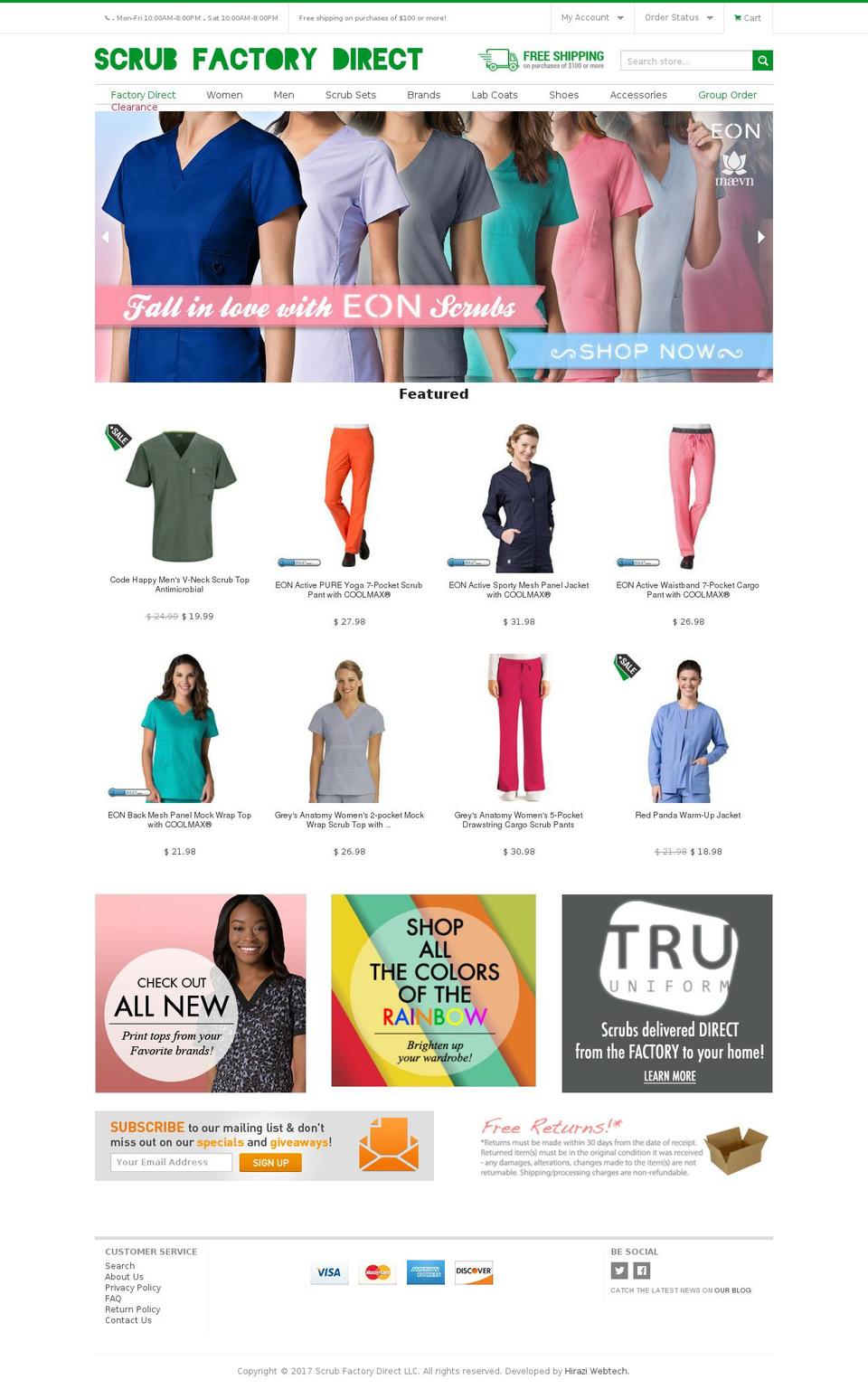 Re-worked PO Theme Shopify theme site example scrubfactoryoutlet.com