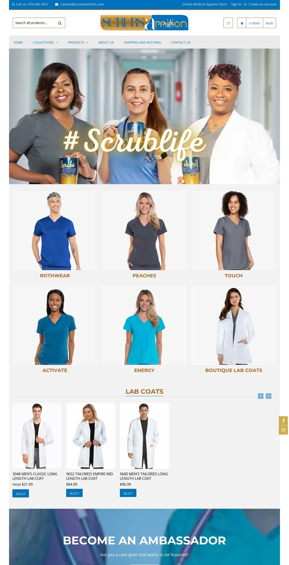 scrubsamillion.com shopify website screenshot