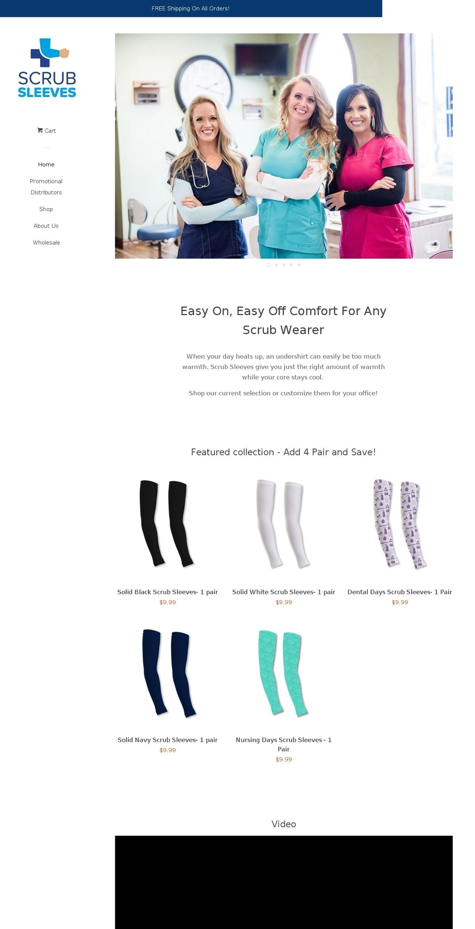 scrubsleeves.com — Shopify storefront screenshot
