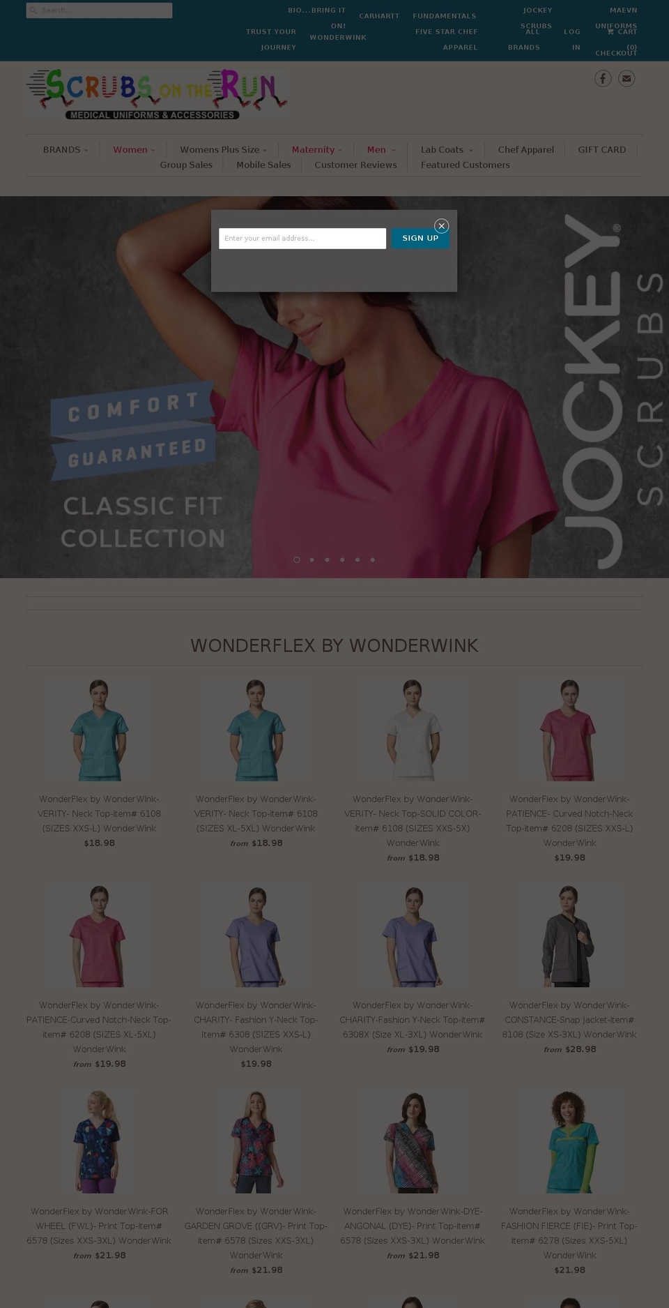 scrubsontherun.com shopify website screenshot