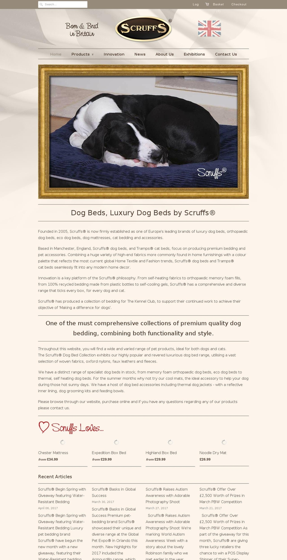 scruffspetbedding.com shopify website screenshot