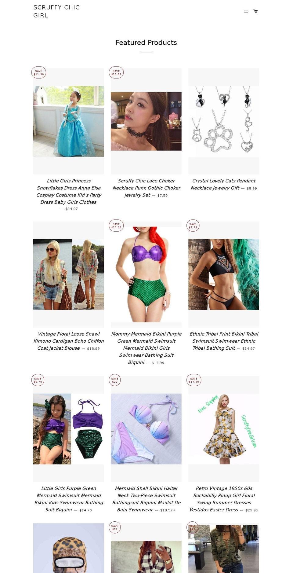 scruffychic.com shopify website screenshot