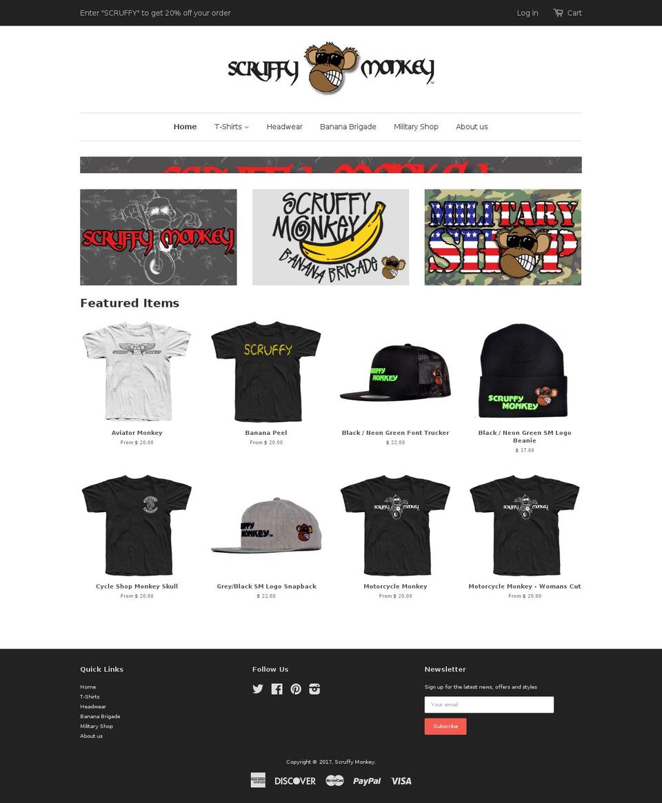 scruffymonkey.net shopify website screenshot