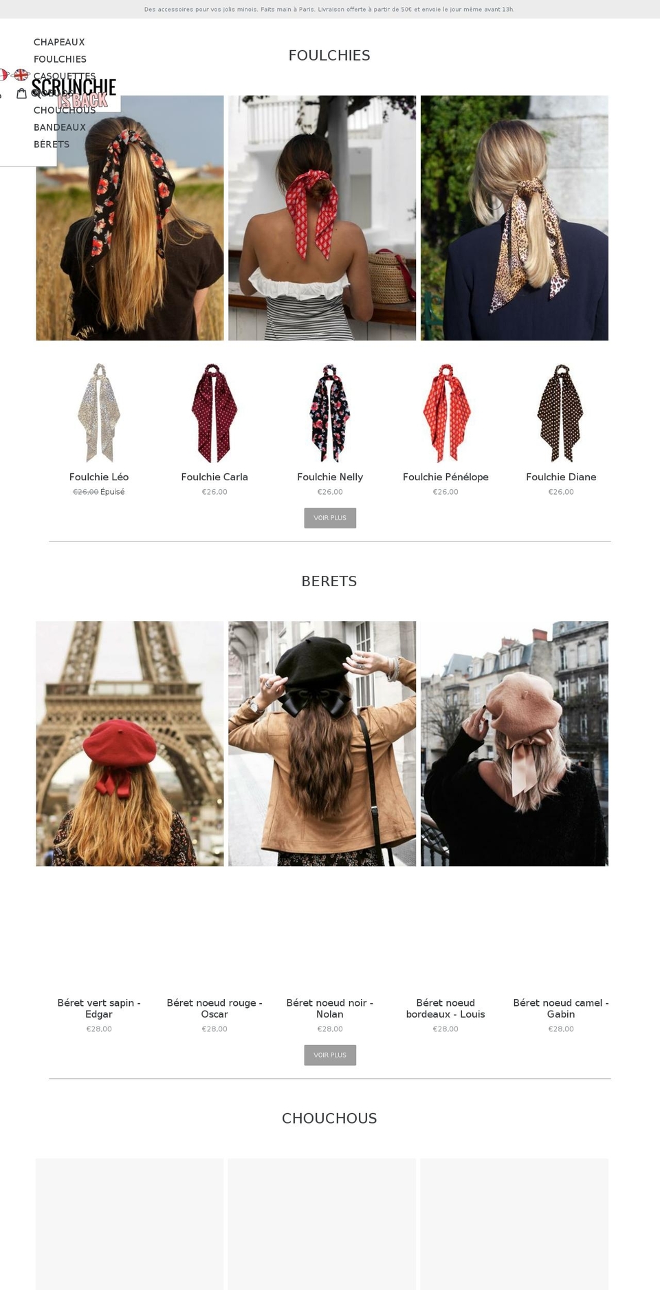 scrunchie-is-back.com — Shopify storefront screenshot