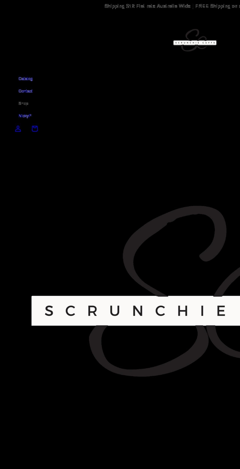 scrunchiecuffs.com shopify website screenshot