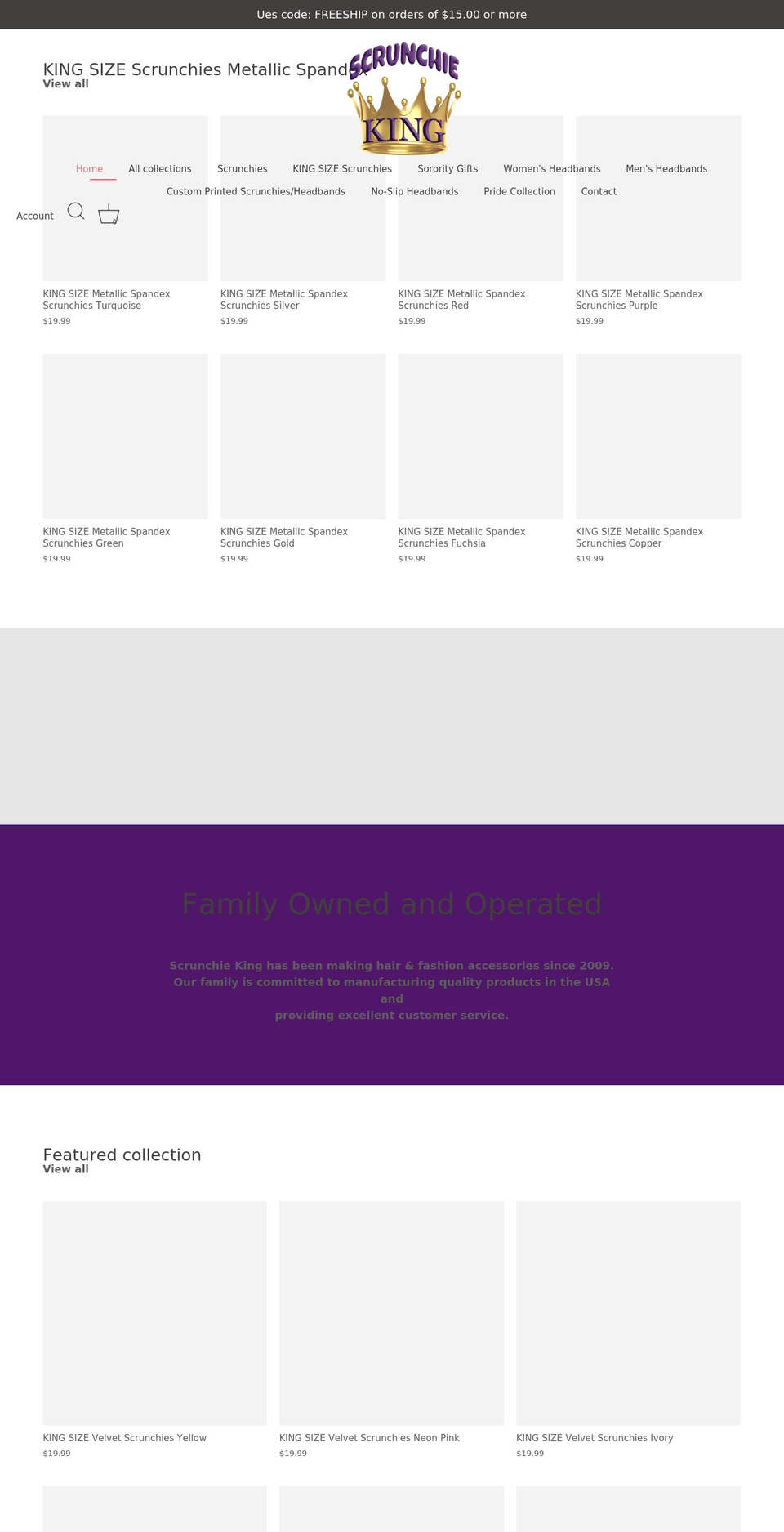 scrunchieking.com shopify website screenshot