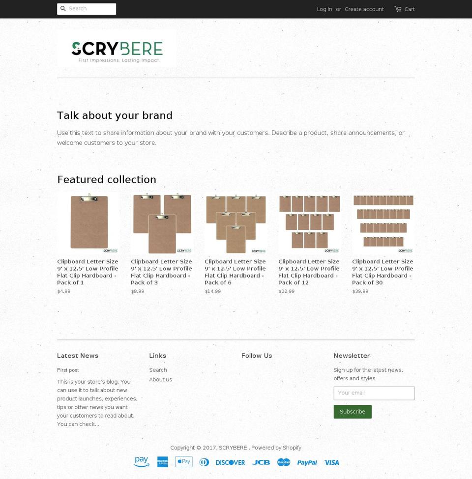 scrybere.com shopify website screenshot