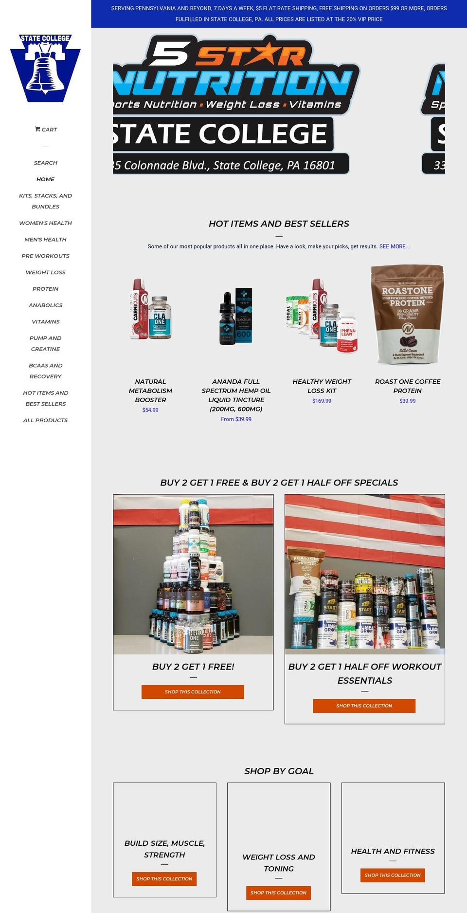 scsportsnutrition.com — Shopify storefront screenshot