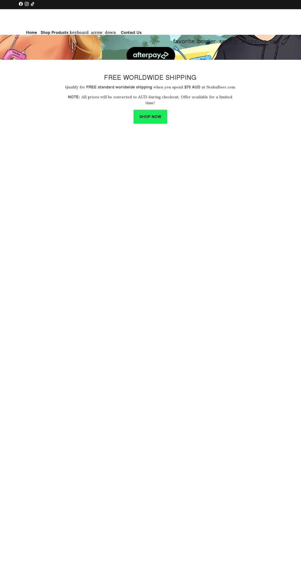 scubabeer.com shopify website screenshot