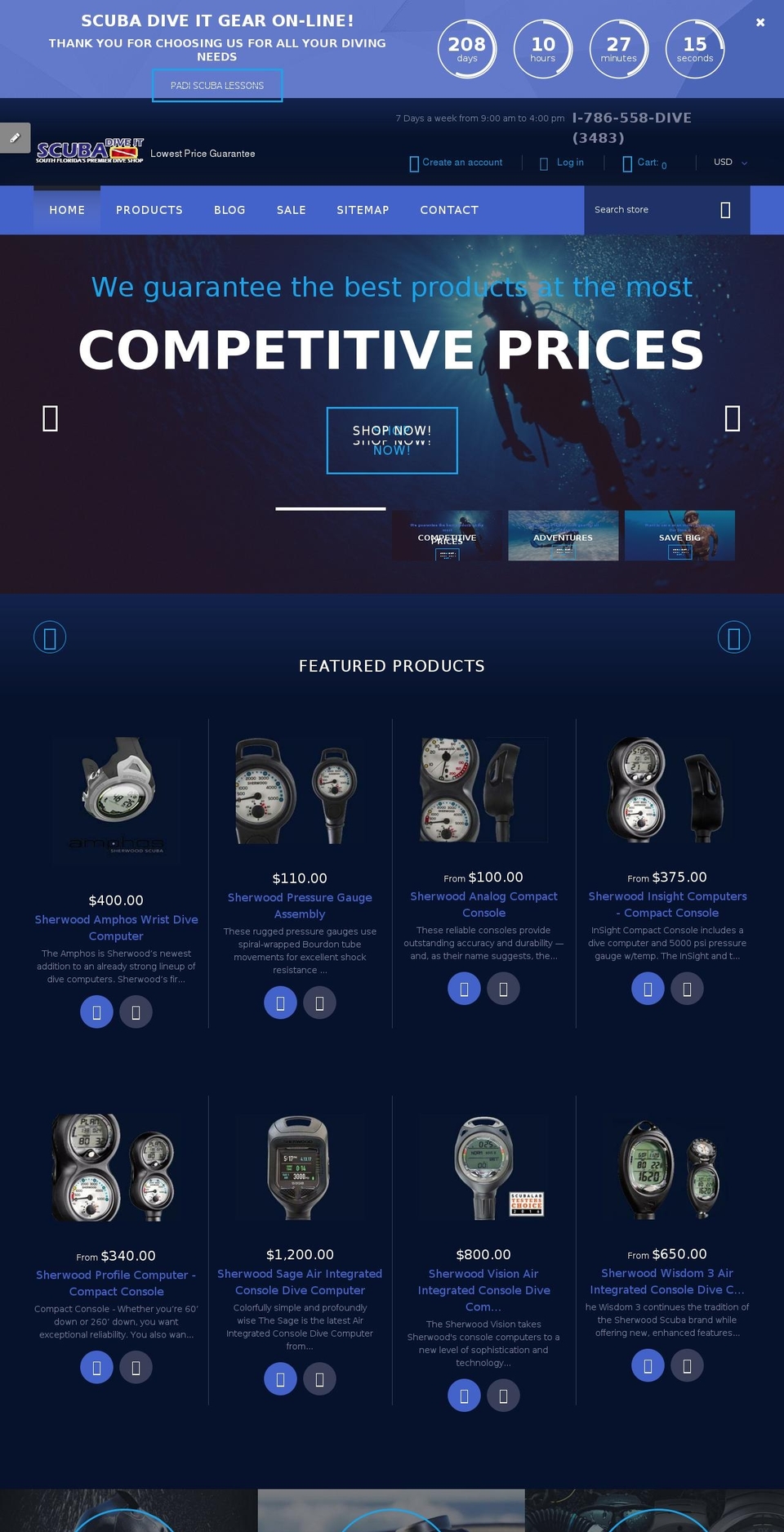 scubadiveitgear.com shopify website screenshot