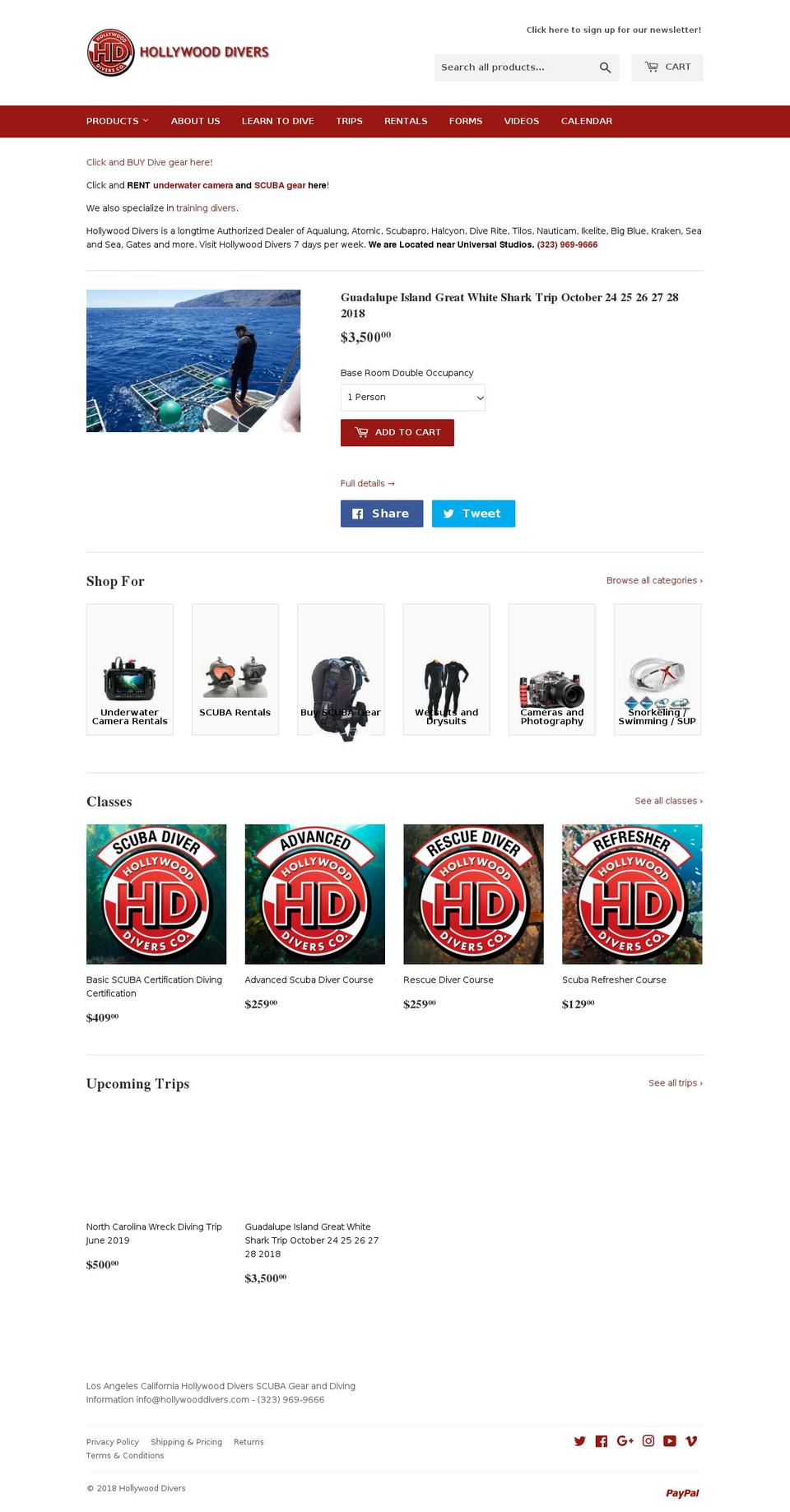 scubadivingclassesonline.com — Shopify storefront screenshot