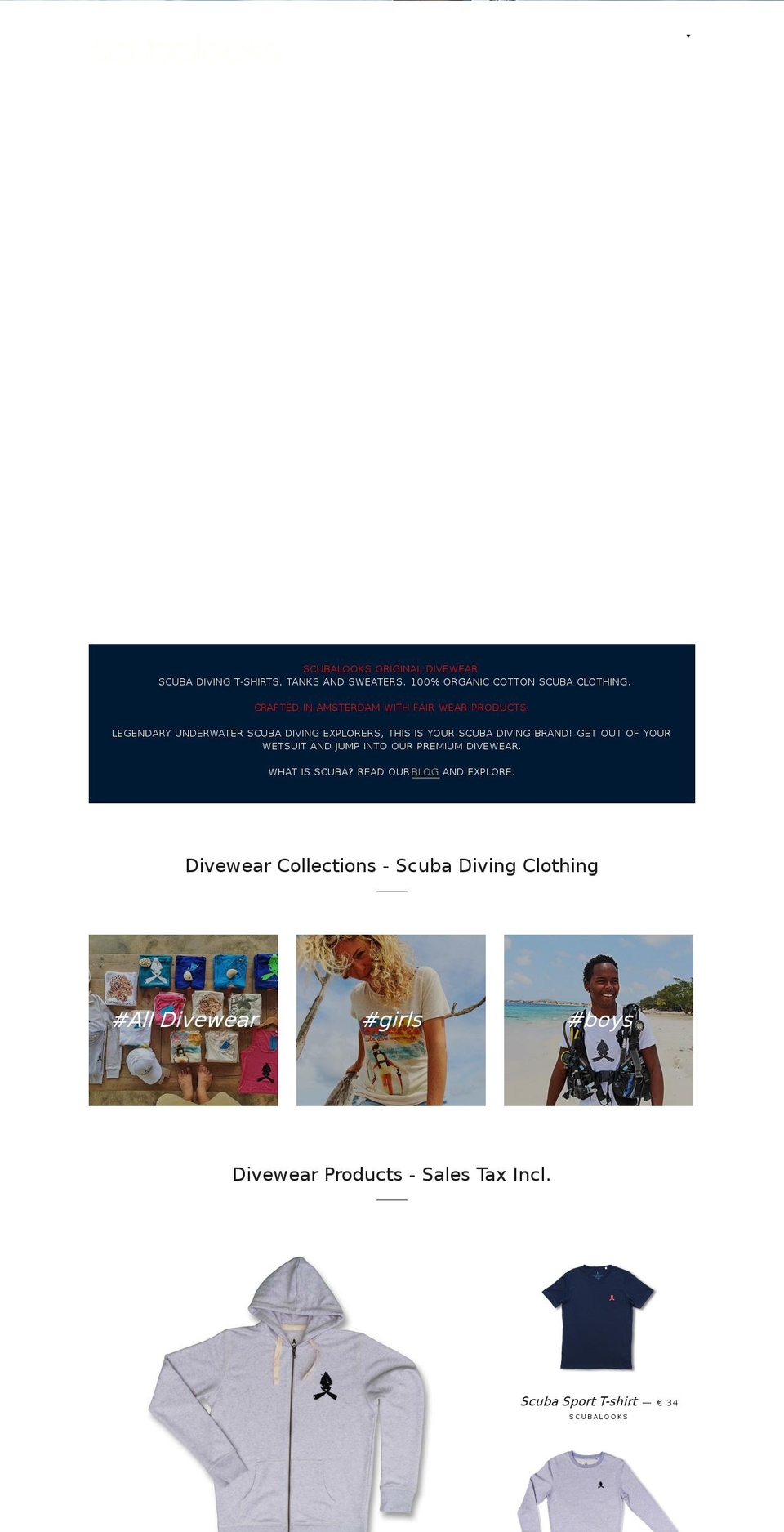 scubalooks.com shopify website screenshot
