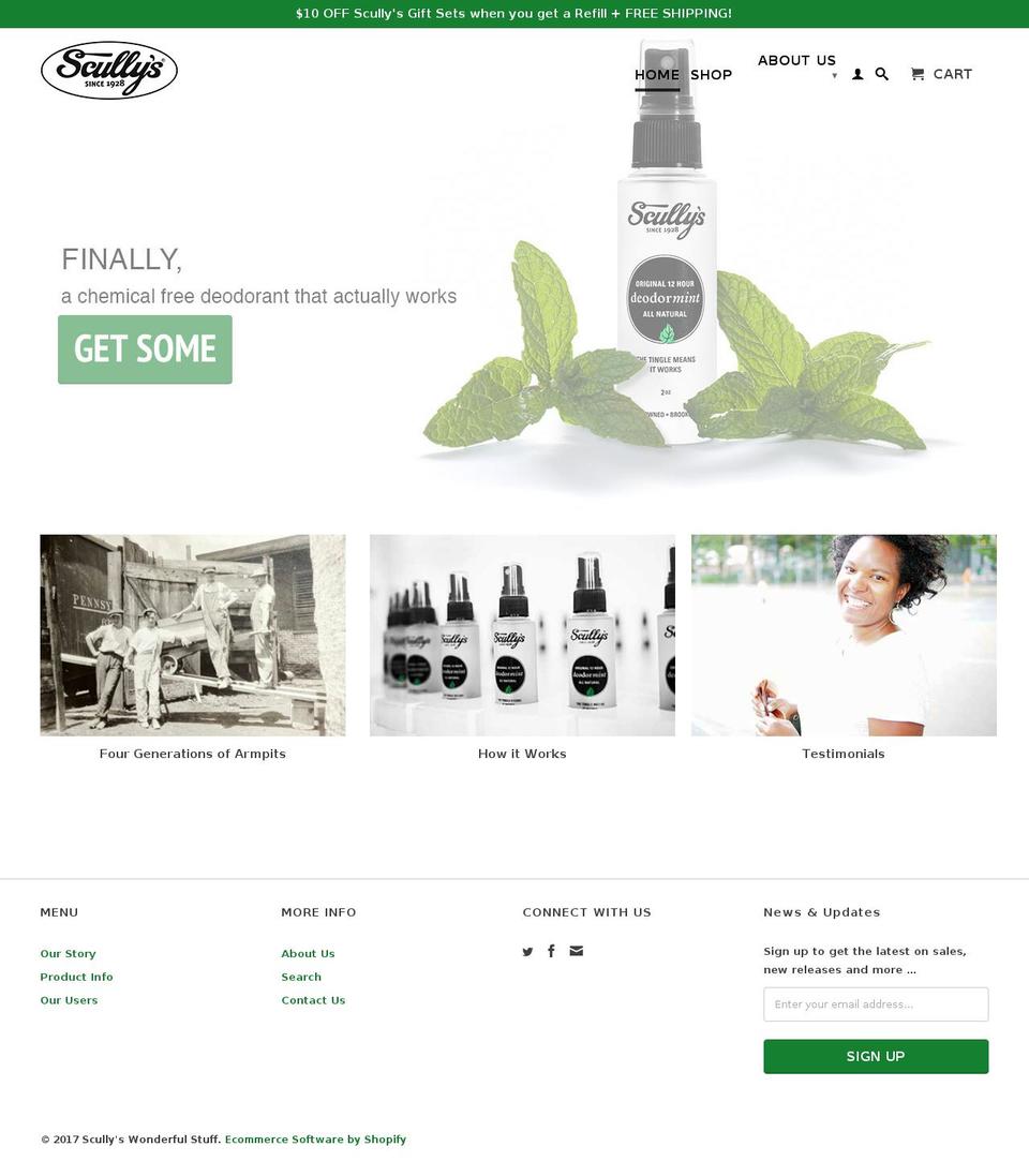 scullyswonderfulstuff.com shopify website screenshot