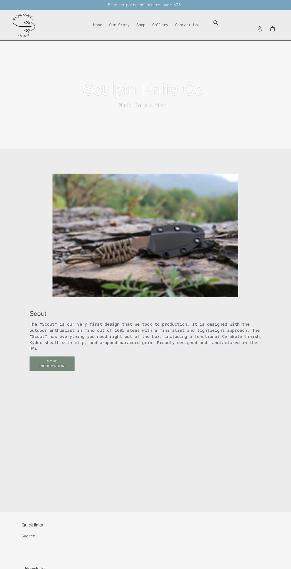 sculpinknifeco.com shopify website screenshot