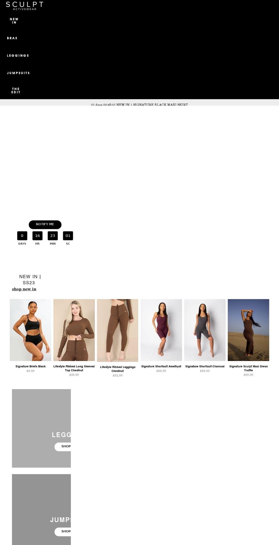 sculptactivewear.com — Shopify storefront screenshot