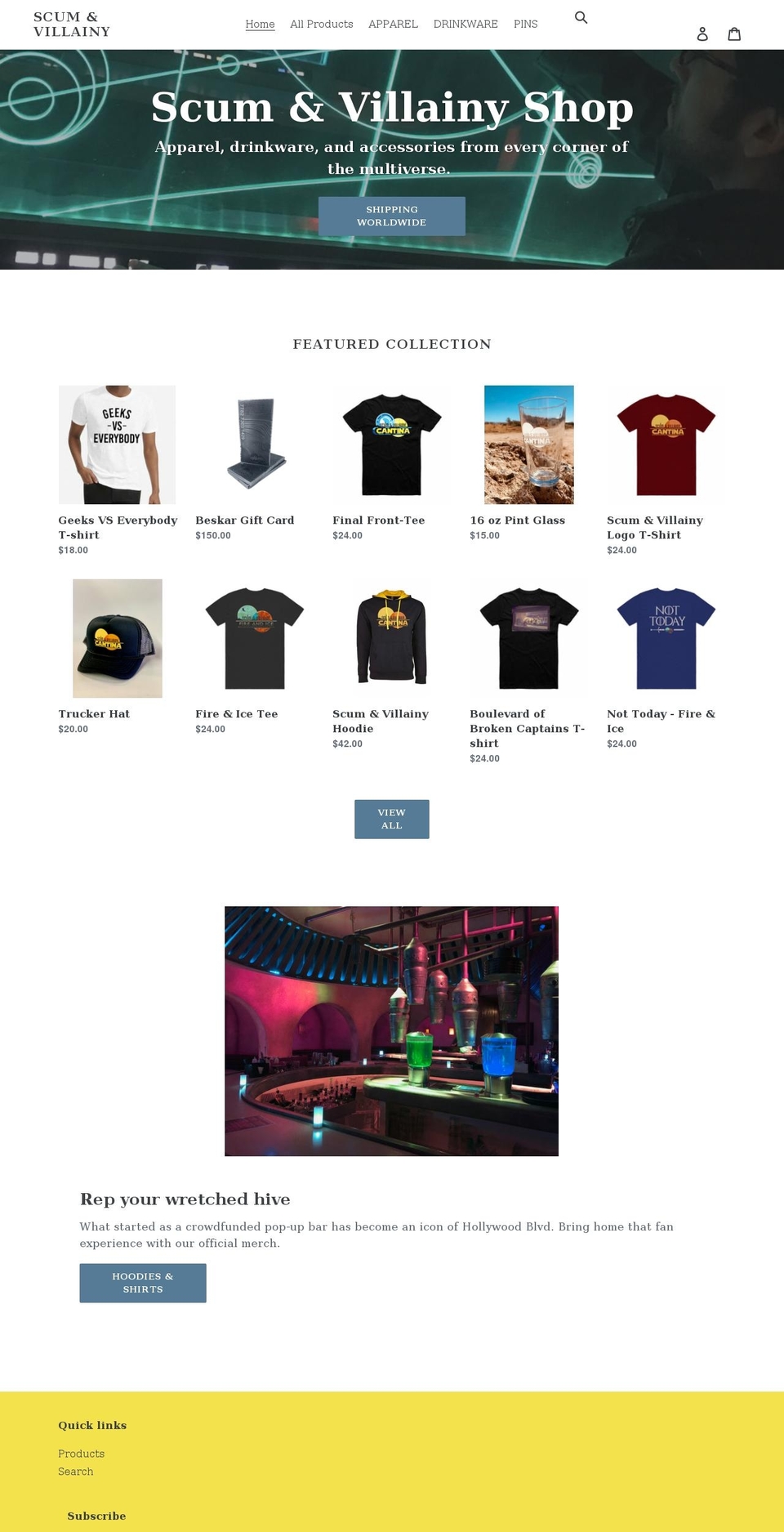 scumandvillainycantina.myshopify.com shopify website screenshot