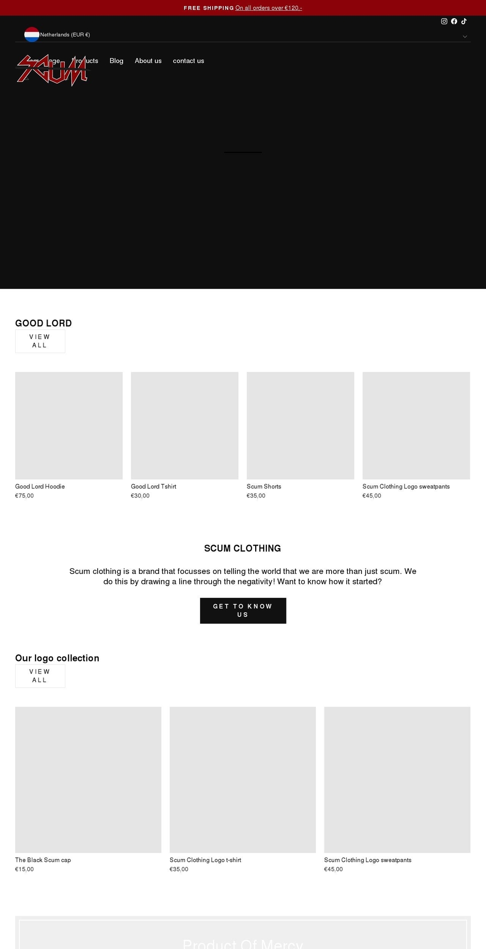 scumclothing.store shopify website screenshot