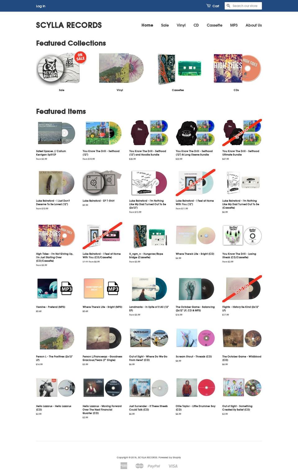 scyllarecords.com — Shopify storefront screenshot
