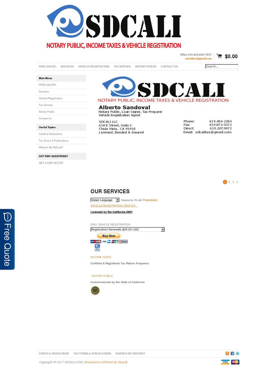 sdcali.com shopify website screenshot