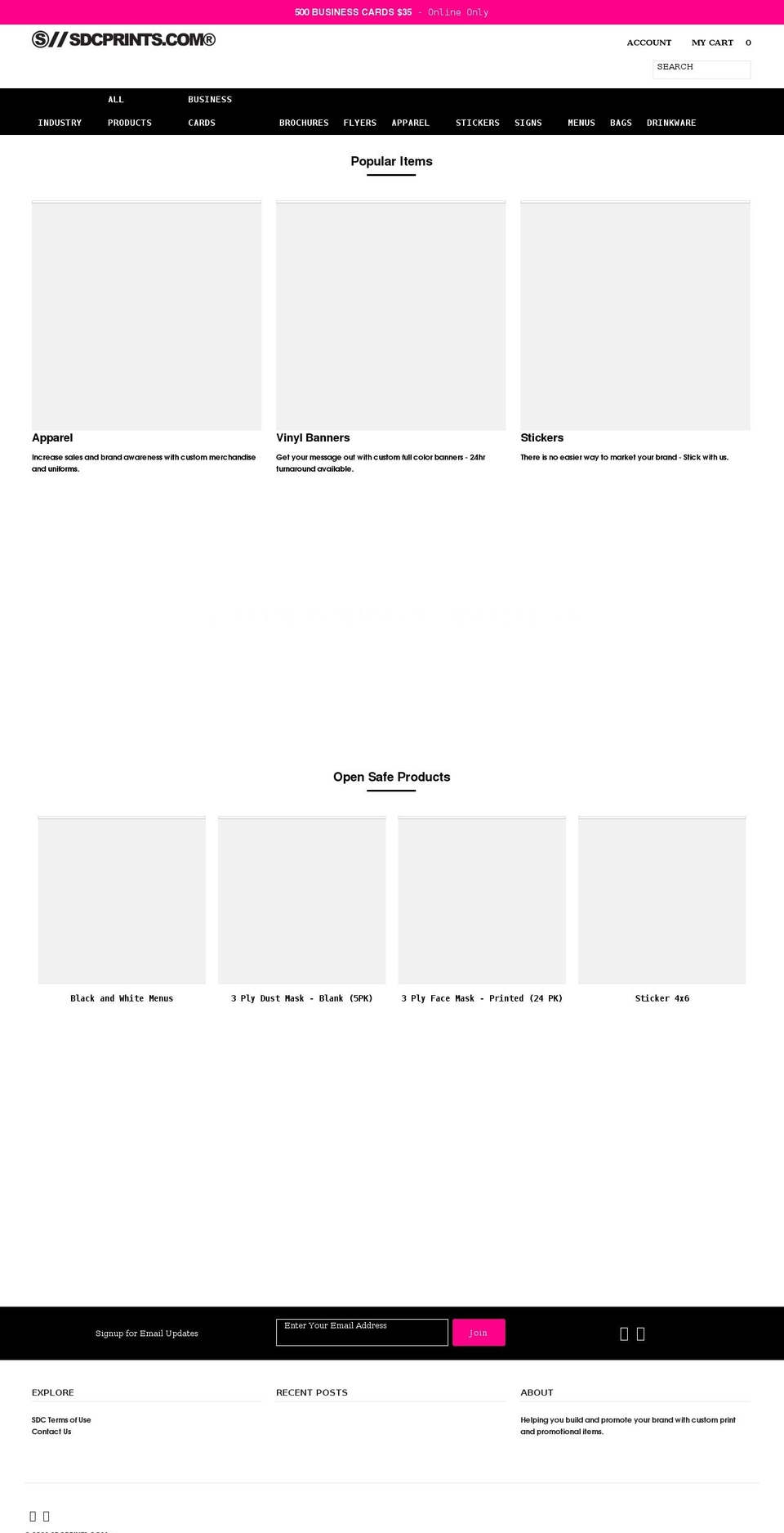 sdcprints.com shopify website screenshot