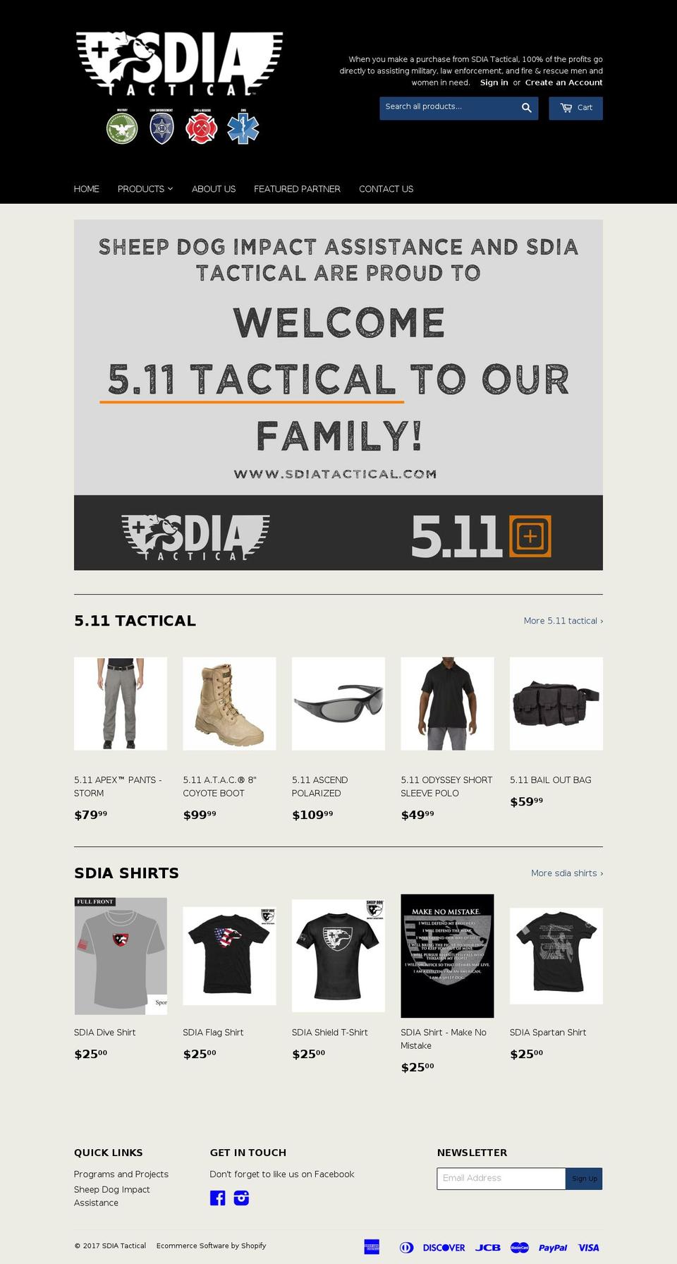 sdia-tactical.com shopify website screenshot