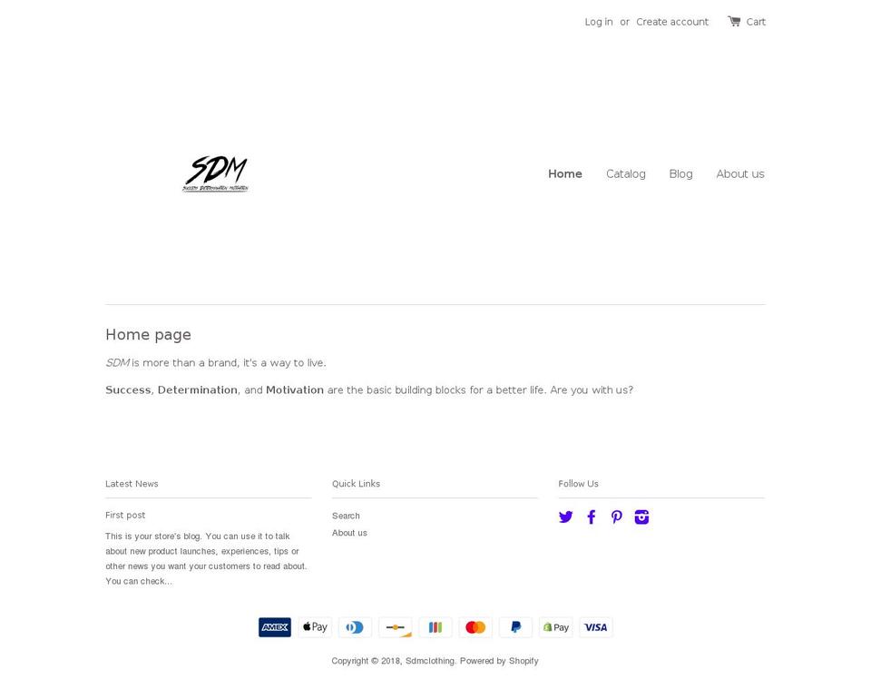 sdmclothing.com — Shopify storefront screenshot
