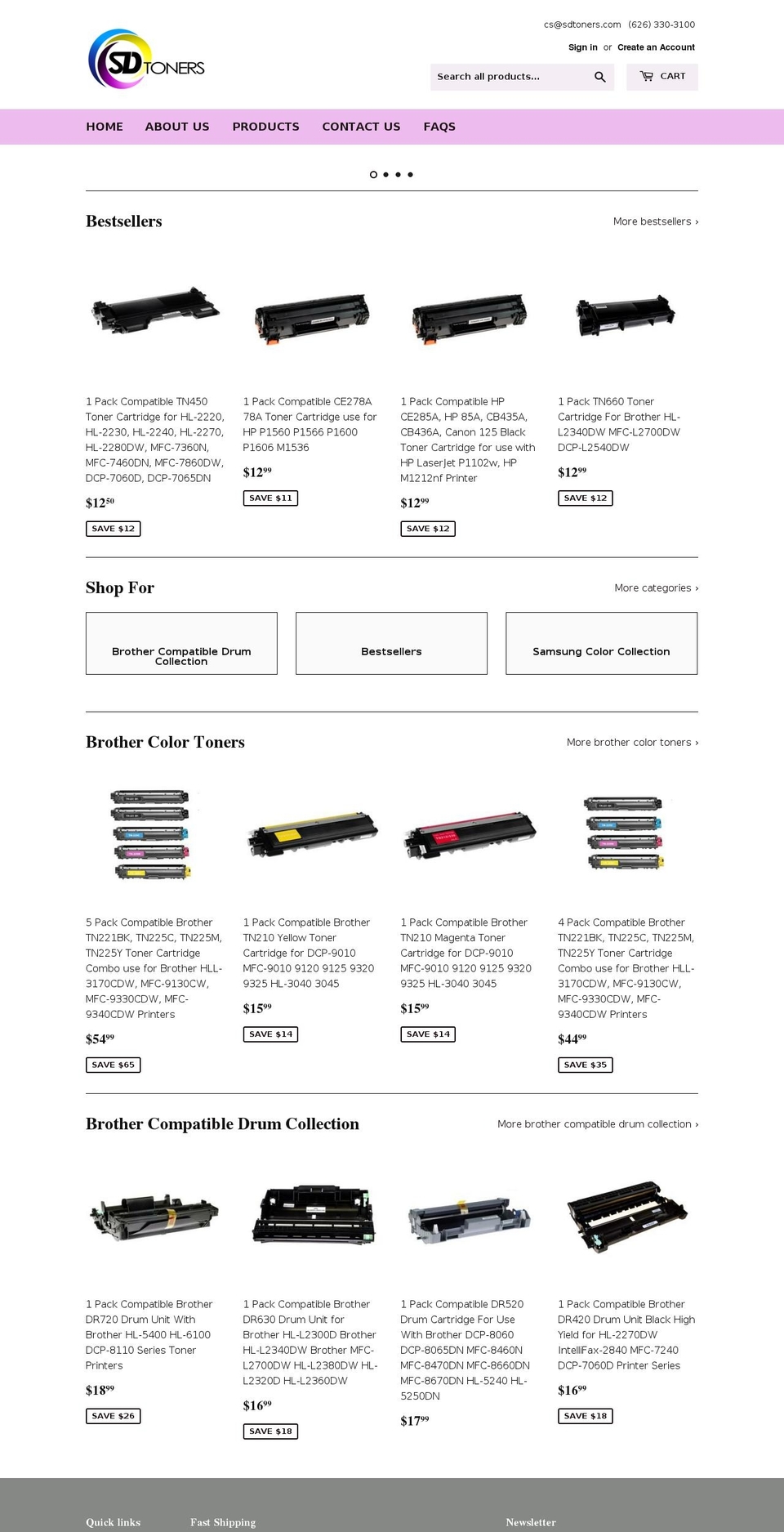 sdtoners.com — Shopify storefront screenshot