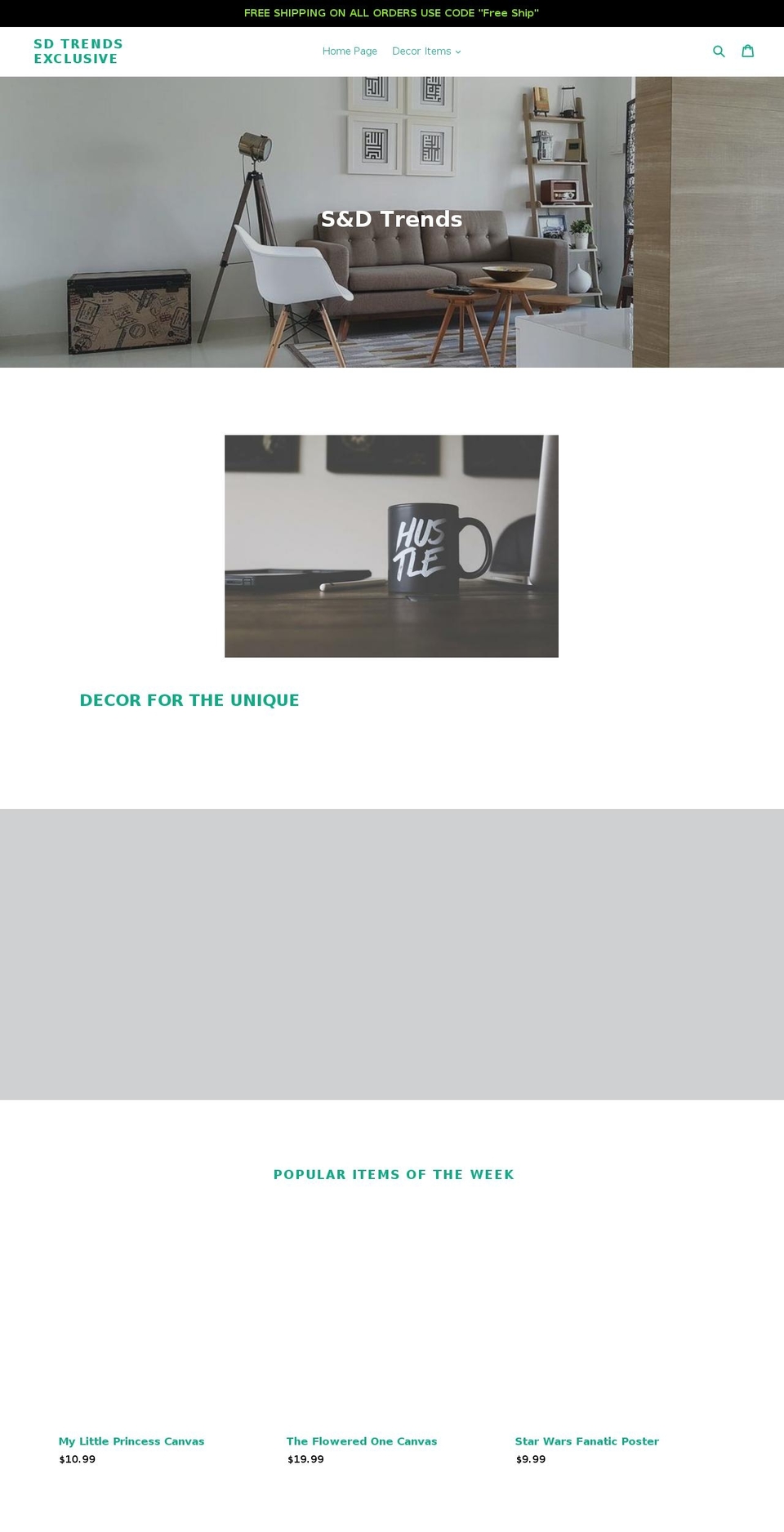 sdtrends.net shopify website screenshot