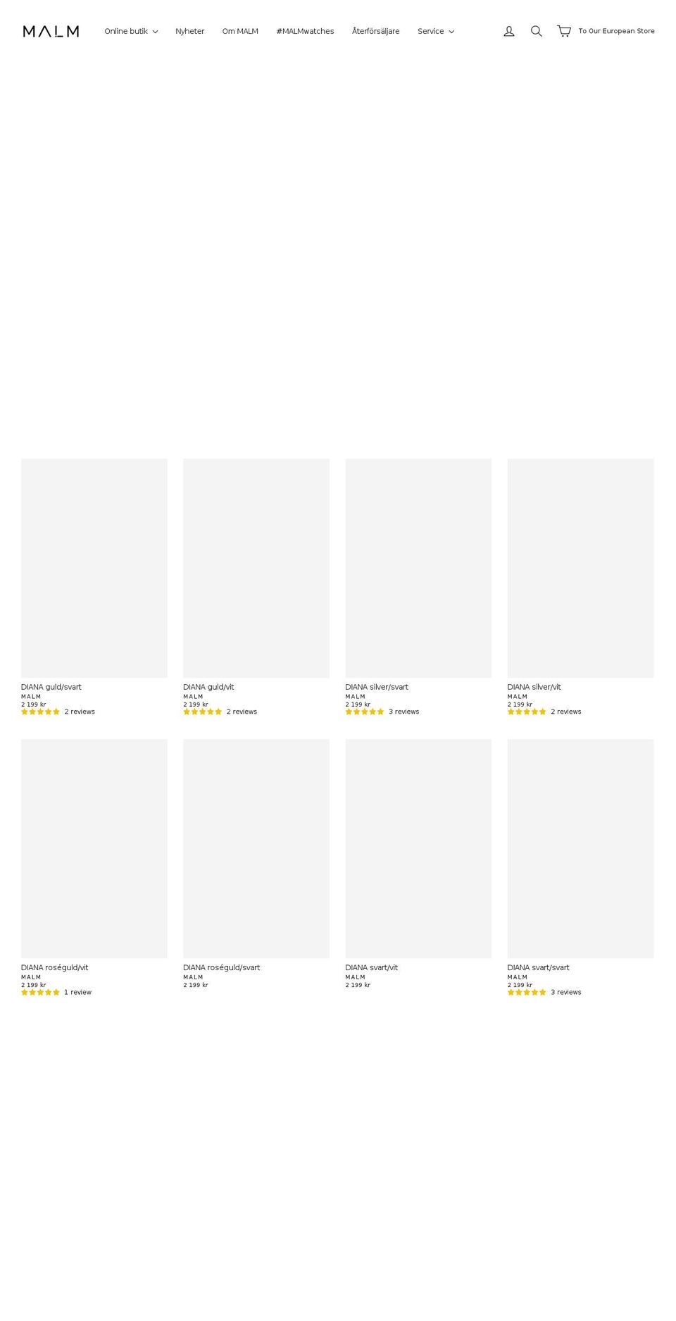 se.malmwatches.com — Shopify storefront screenshot