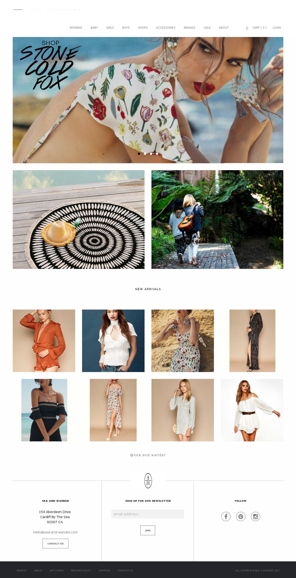 sea-and-wander.com shopify website screenshot