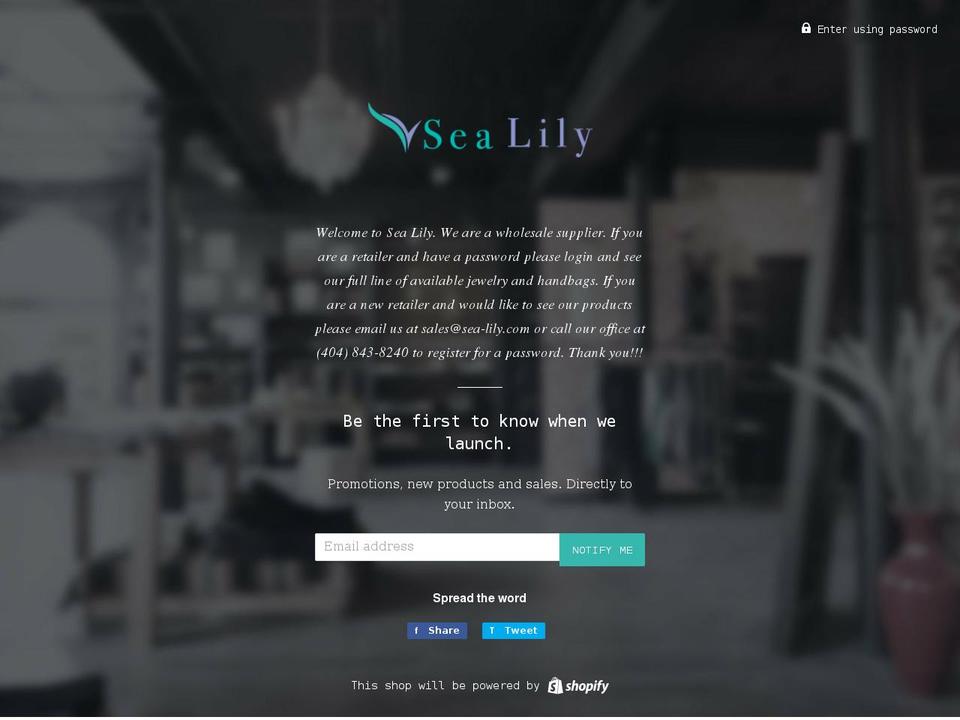 sea-lily.com shopify website screenshot
