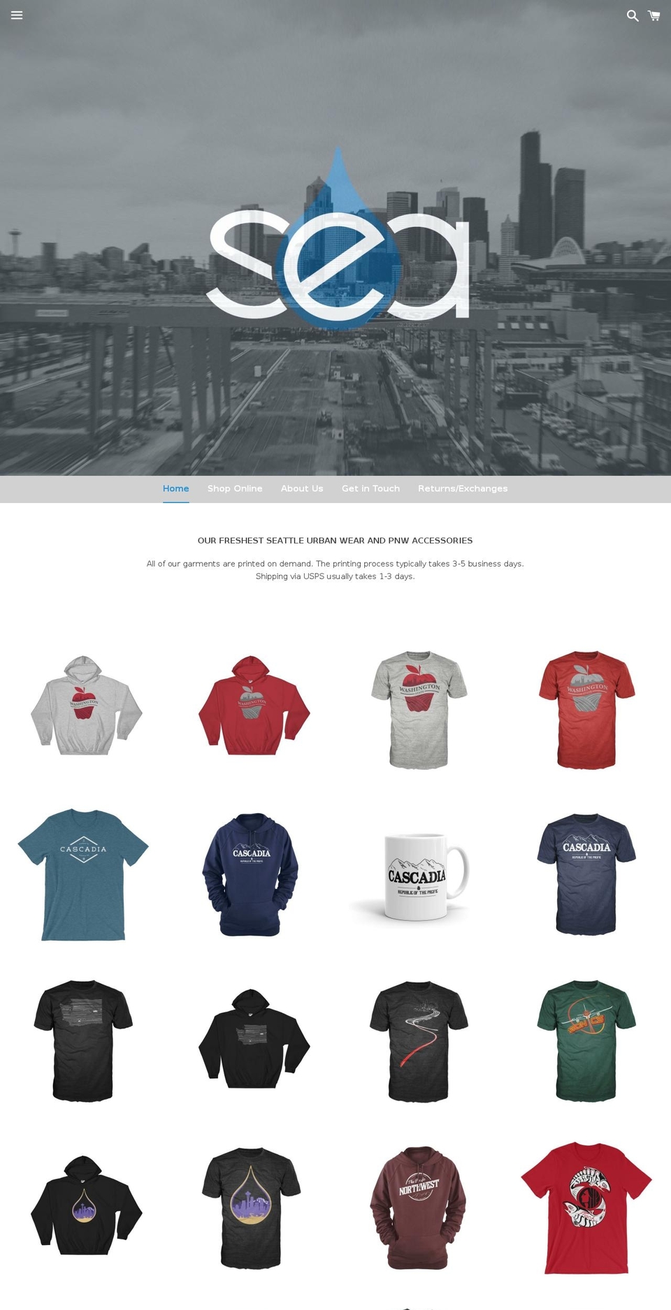 sea206clothing.com shopify website screenshot
