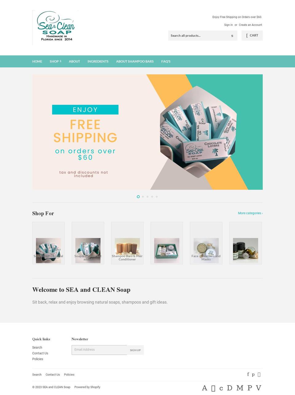 seaandcleansoap.com — Shopify storefront screenshot