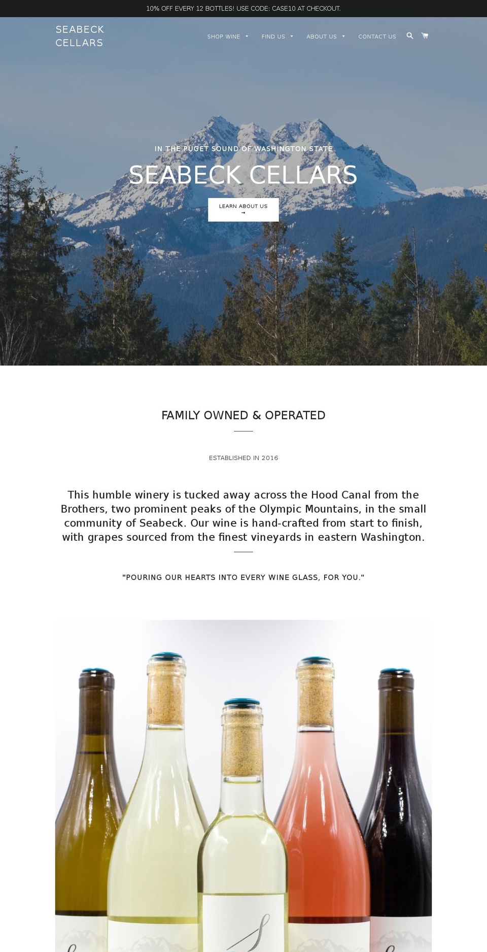 seabeckcellars.com — Shopify storefront screenshot