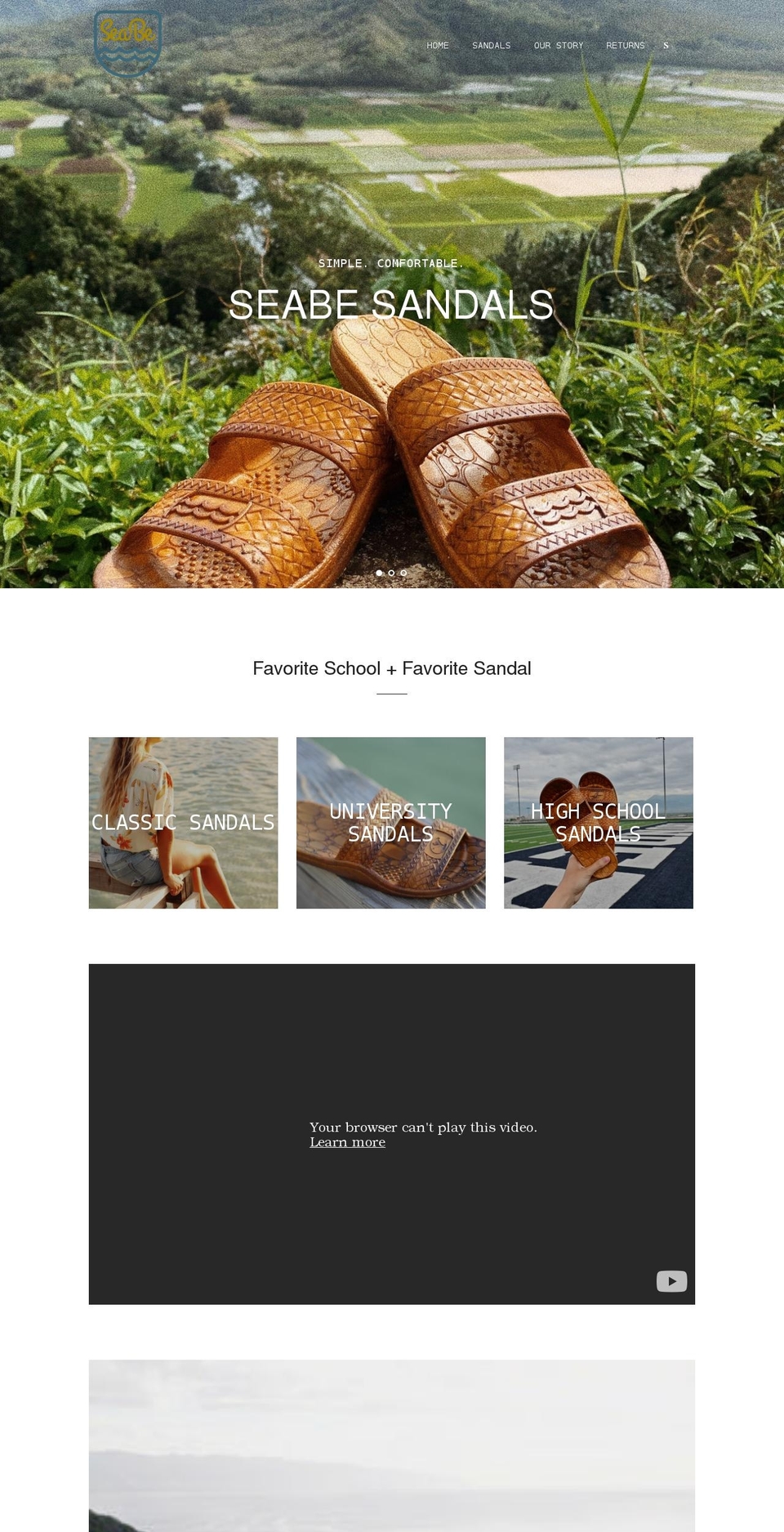 seabesandals.com — Shopify storefront screenshot