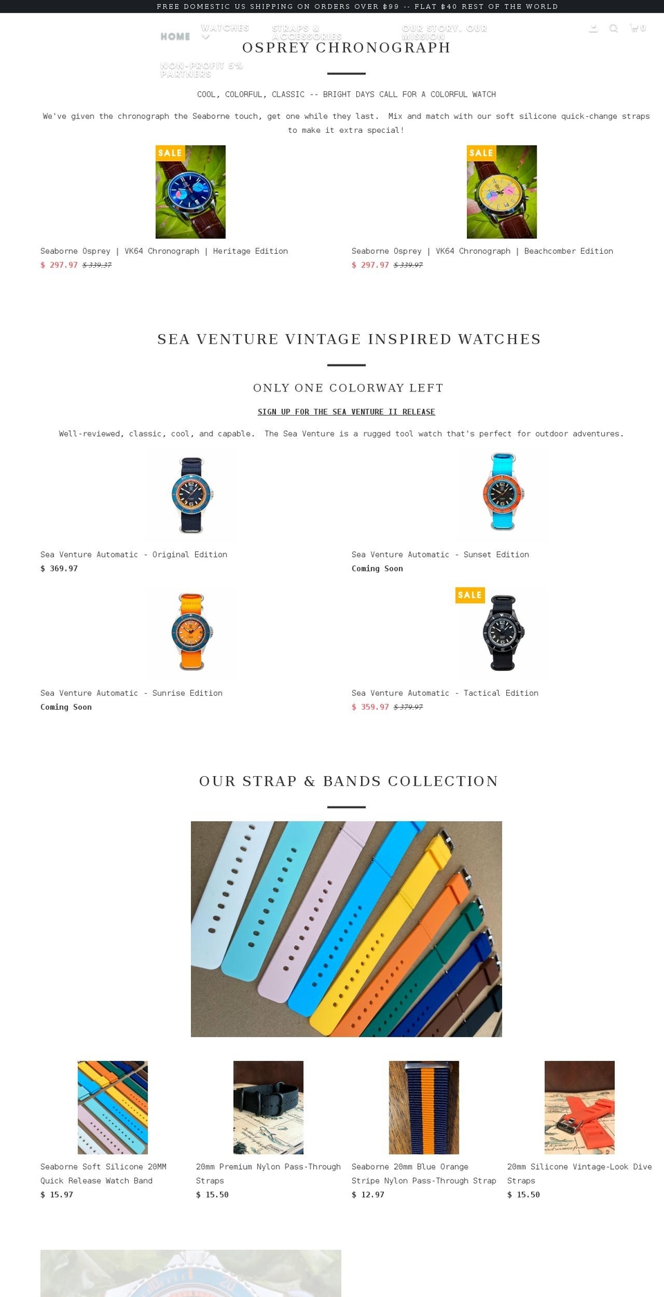 seabornewatch.com shopify website screenshot