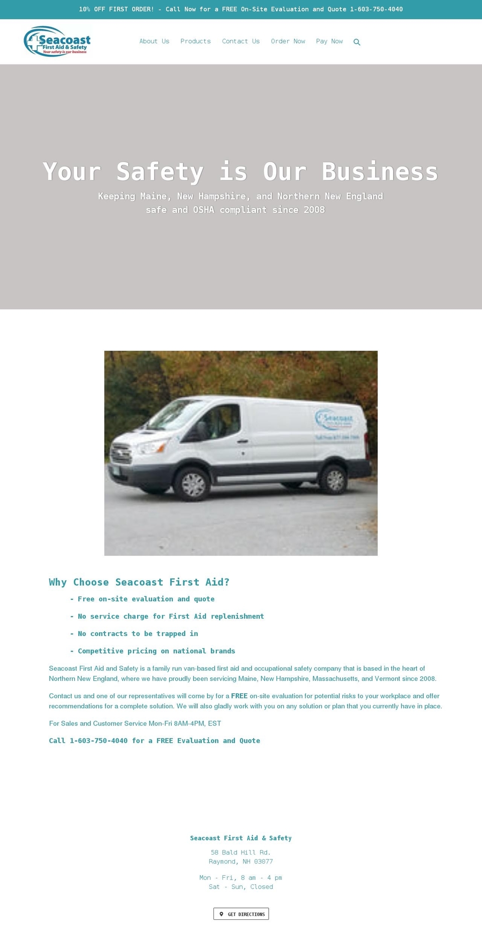 seacoastfirstaid.com shopify website screenshot