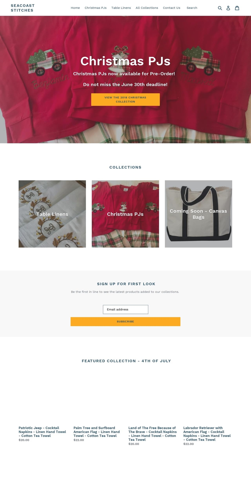 seacoaststitches.com shopify website screenshot