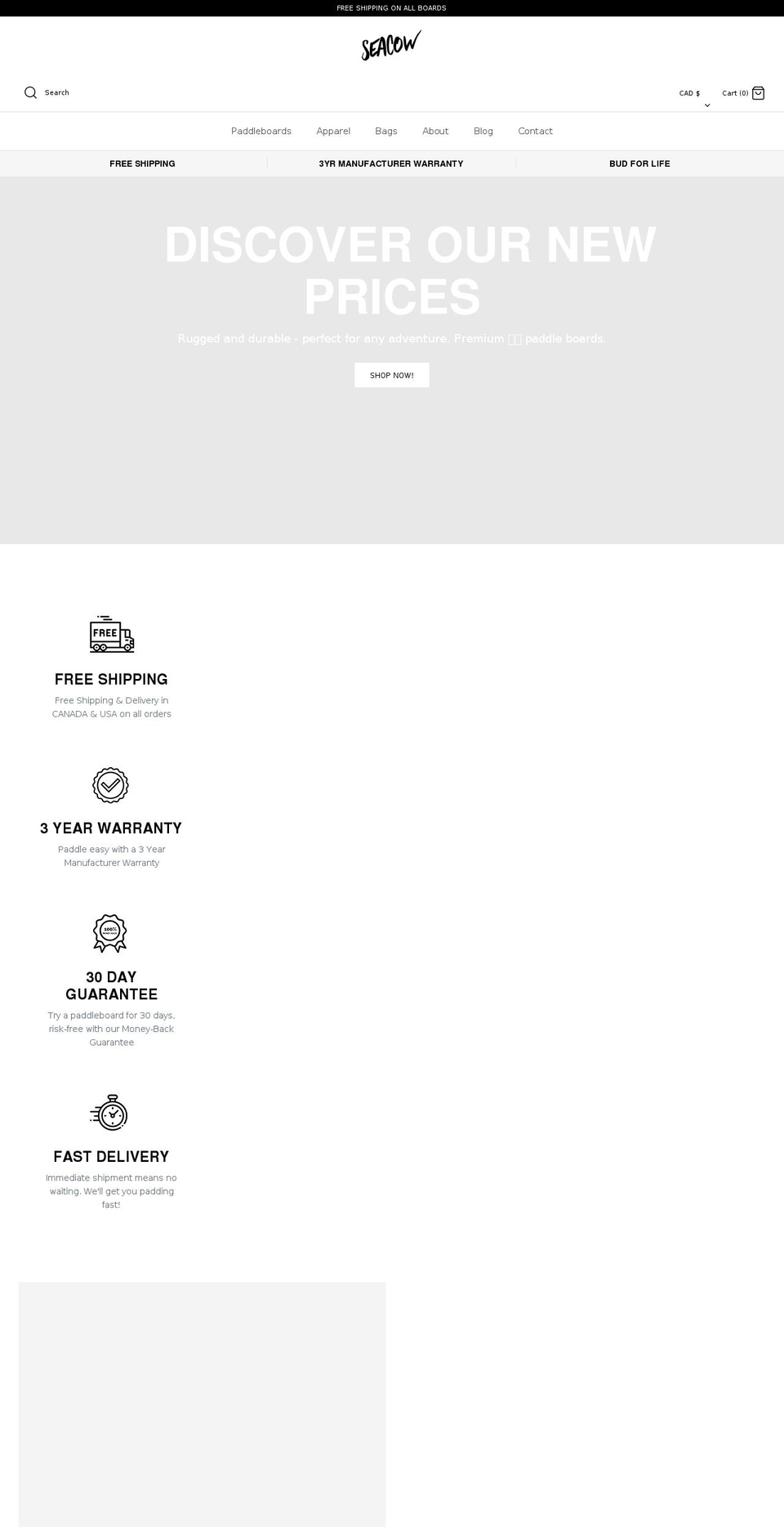 seacowoutdoors.com — Shopify storefront screenshot