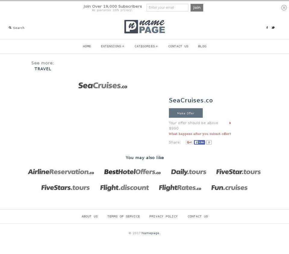 seacruises.co shopify website screenshot